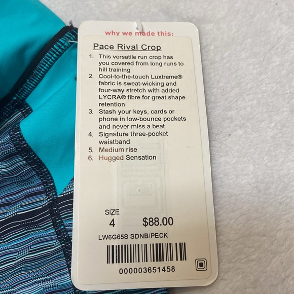 LULULEMON NWT Athletica Pace Rival Crop NWT Size 4 - Picture 6 of 15